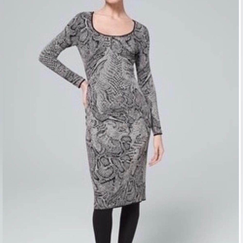 White House Black Market Animal Snakeskin Print Midi Dress
